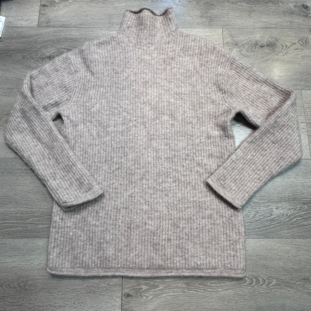 Arket Alpaca Merino Stretch Ribbed Mock Neck Sweater Taupe Beige XSmall XS‎